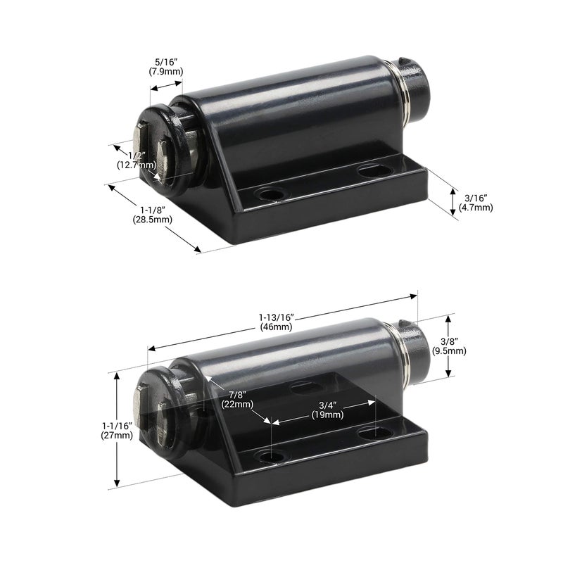 Rok Hardware Magnetic Kitchen Cabinet Furniture Door Touch Push to Open Latch Catch (2 Pack, Black) - Image 3